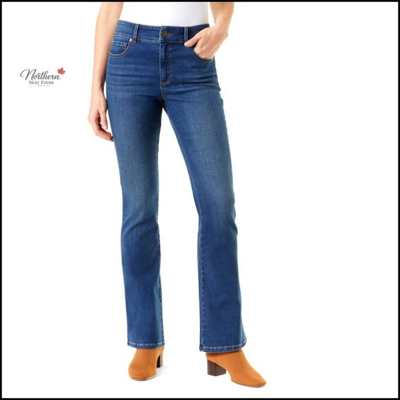Denim - High Rise Boot Cut Jeans with Tummy Control Stretch
